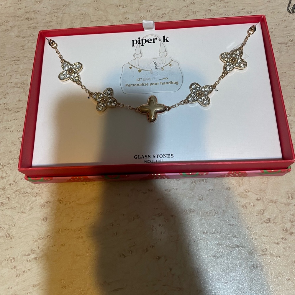 New Piper Gold star 12" bag charms glass stones personalize your handbag.NIB